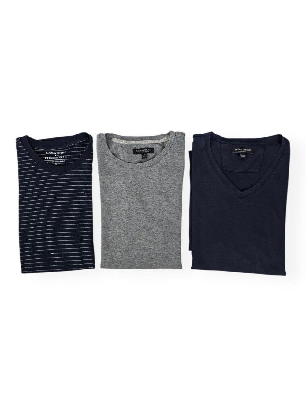 Banana Republic T Shirt Lot 3 Mens M L Luxury Touch Premium Wash Navy Gray